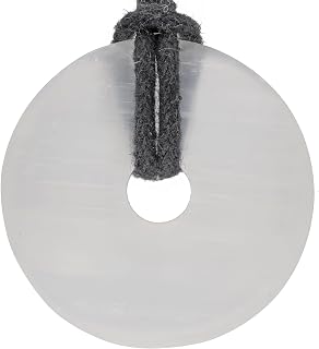 Lebensquelle Plus Colgante donut de piedra natural Ø 30 mm con cordón de algodón | Collar de piedra preciosa