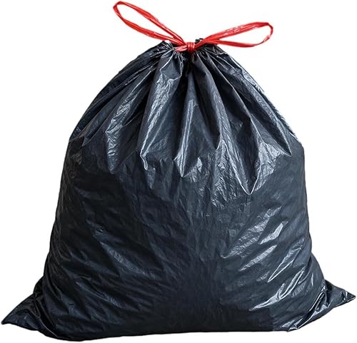 SKIR'CO (20 Stück) Müllsäcke 60 Liter mit Zugschnur, schwarze Müllsäcke, schwarz