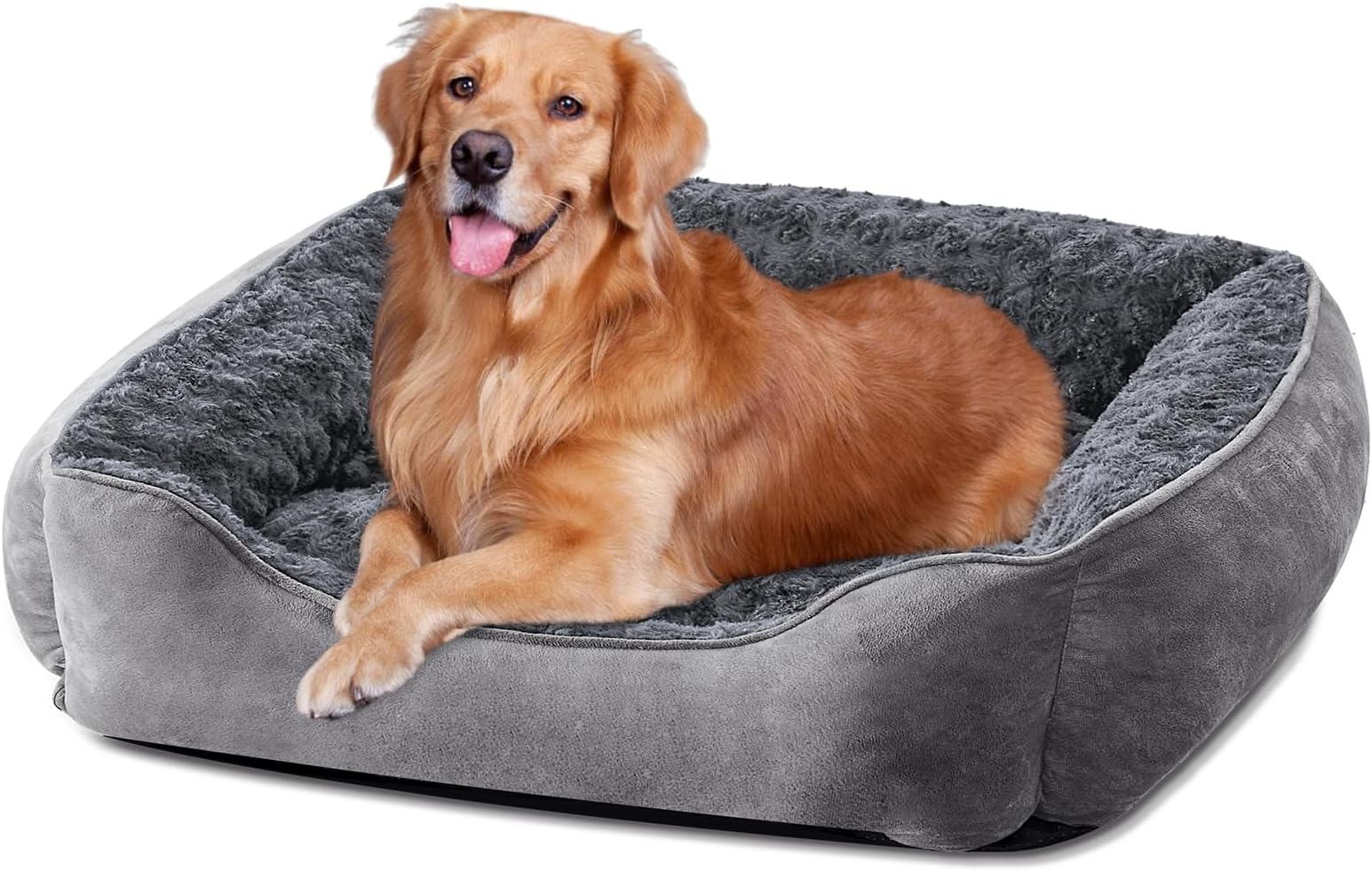 JOEJOY Dog Bed Extra Large - Washable Anti-Anxiety Pet Bed Soft Plush Cat Bed Rectangle Non-Slip Bottom Pet Bed - Small | Medium | Large Size Mattress Mat For Dog, Grey
