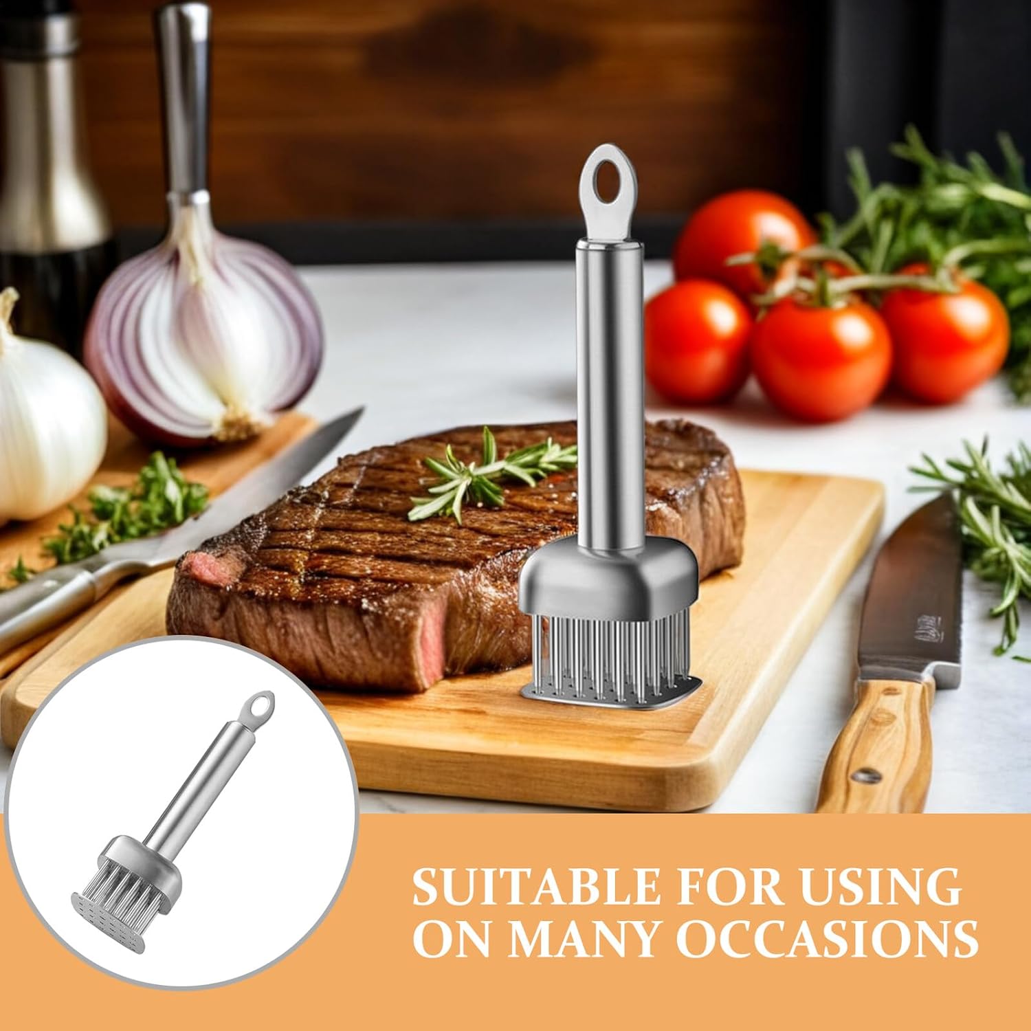 SUPVOX Meat Tenderizer Tool Stainless Steel 304 Needle Mallet for Beef Pork Chicken Kitchen Pounding Hammer Single Piece Kitchen Gadget for Meat Tenderizing
