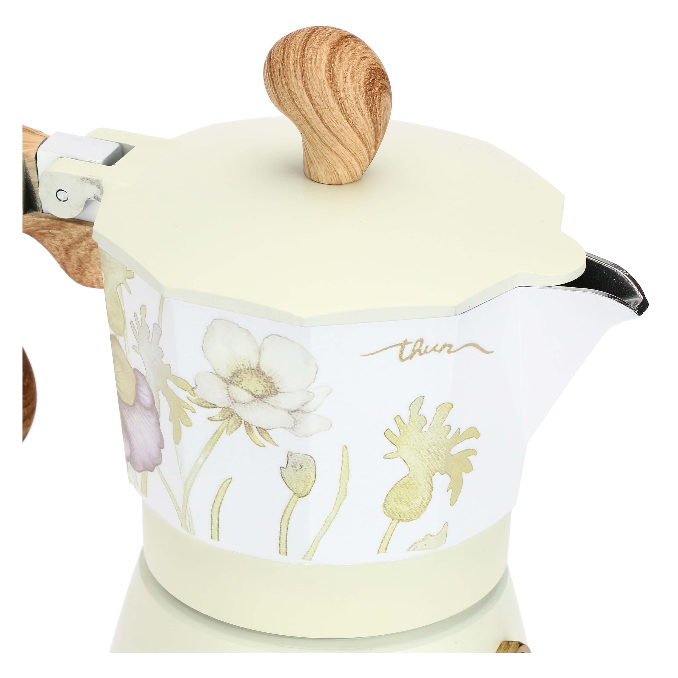 THUN - Caffettiera per induzione Bloom - D9x16,5H cm - Alluminio, fondo in acciaio inox, nylon, silicone.