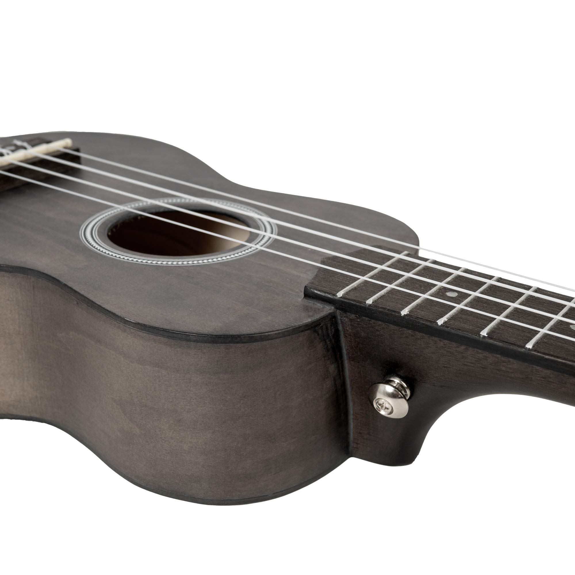 CASCHA Sopran Ukulele Set für Kinder und Erwachsene I Ukulele Starter Kit mit 3 Plektren Tasche Lehrbuch Lernvideos über QR-Code Stimmgerät I Set Aquila Saiten Nylon I Kleine Hawaii Gitarre Schwarz