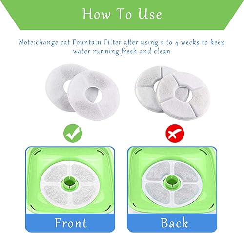 Miniatura 7 de Rarloner - Filtros de repuesto para fuente de gato, paquete de 8 para fuentes de flores de 1.6 L y la mayoría de dispensadores de agua para mascotas