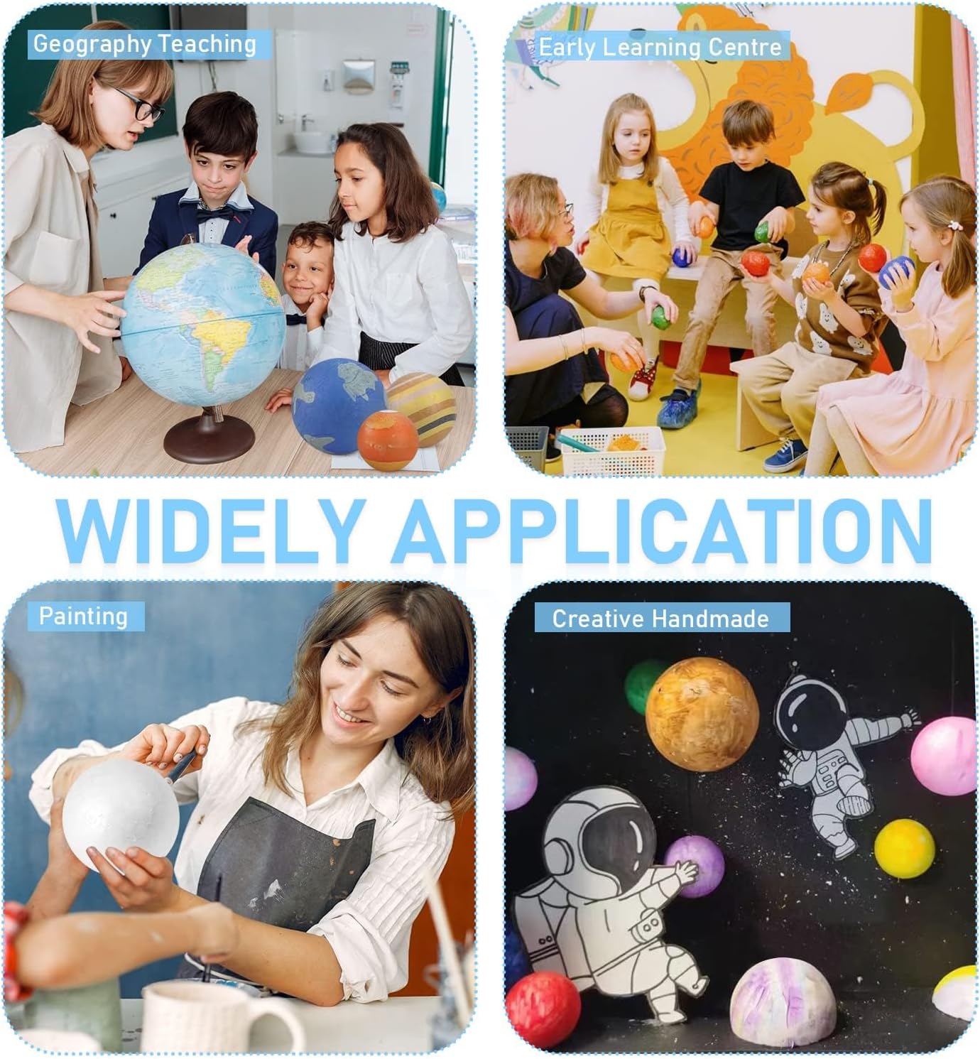 24PCS Solar System Model Foam Ball Project Kit, Planet Model Crafts Includes 14 Sized Polystyrene Spheres Balls, 9.5" Bamboo Sticks for School Science Projects