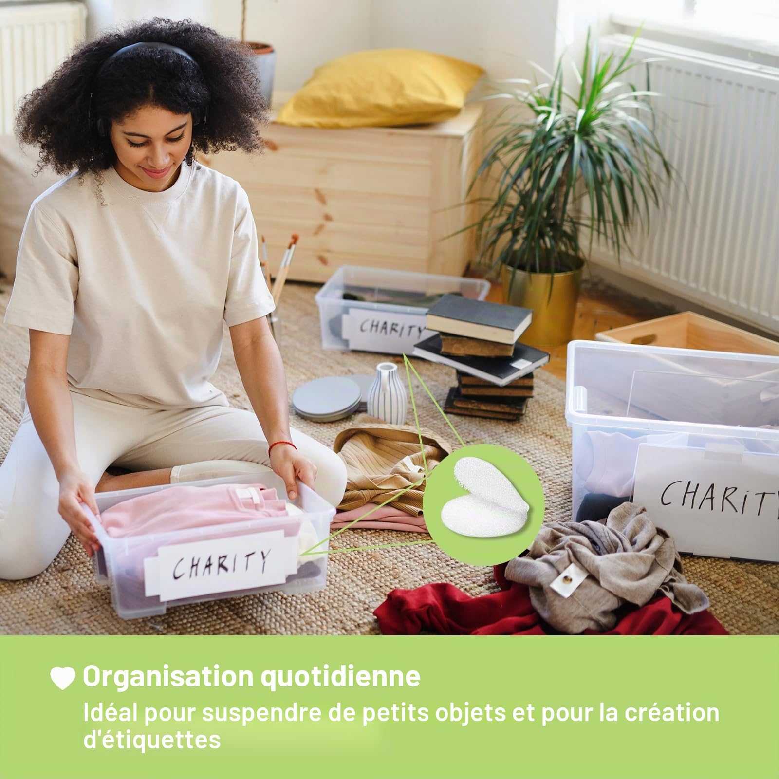 SURFOU 600 Pastilles Scratch Autocollant Double Face 20mm, Crochets et Boucles, Rondes, Fortement Adhésives, 300 Paires