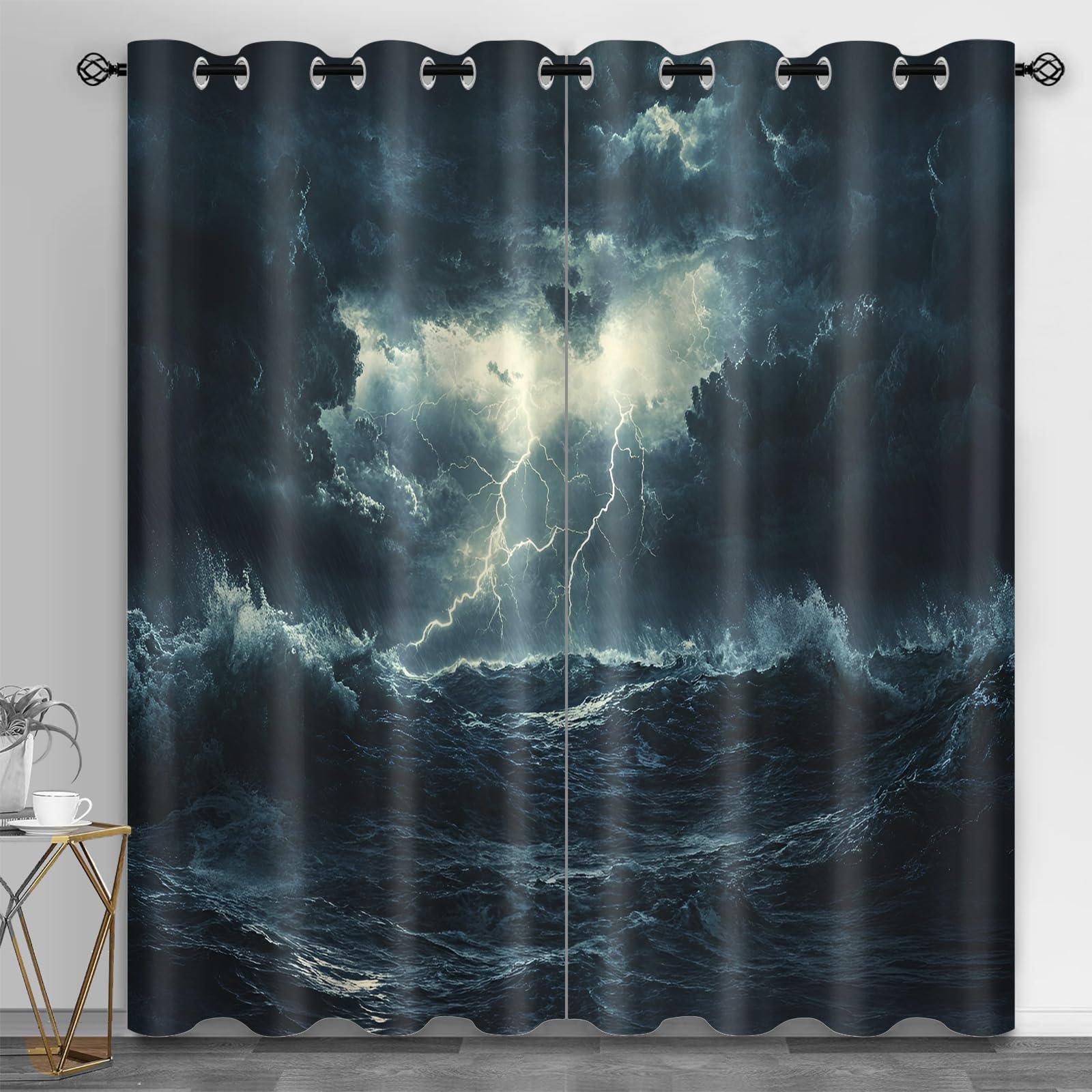 Rideaux occultants pour chambre fille motif vagues ambiance cocooning