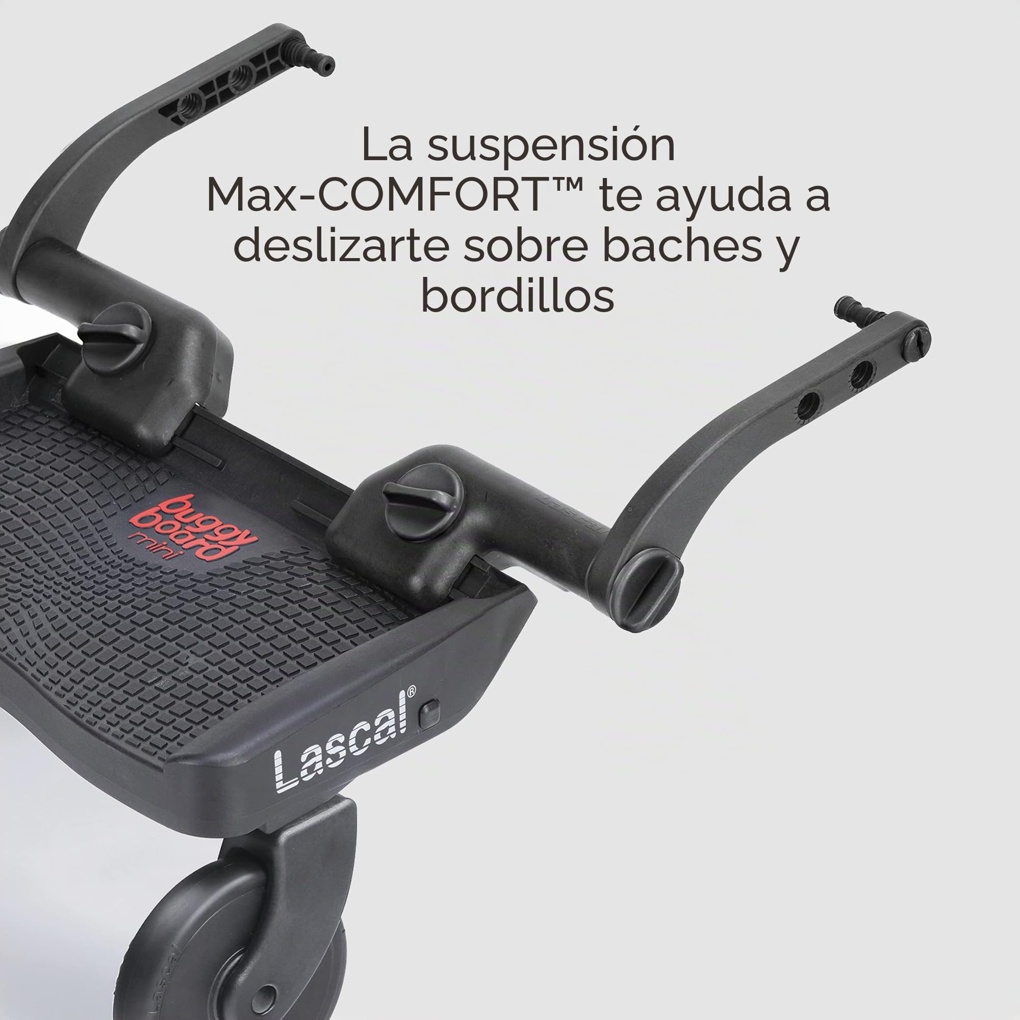 Lascal BuggyBoard Mini 3D Plataforma con ruedas para carrito infantil, accesorio para niños de 2 a 6 años (22 kg), compatible con casi todas las sillitas de paseo, gris