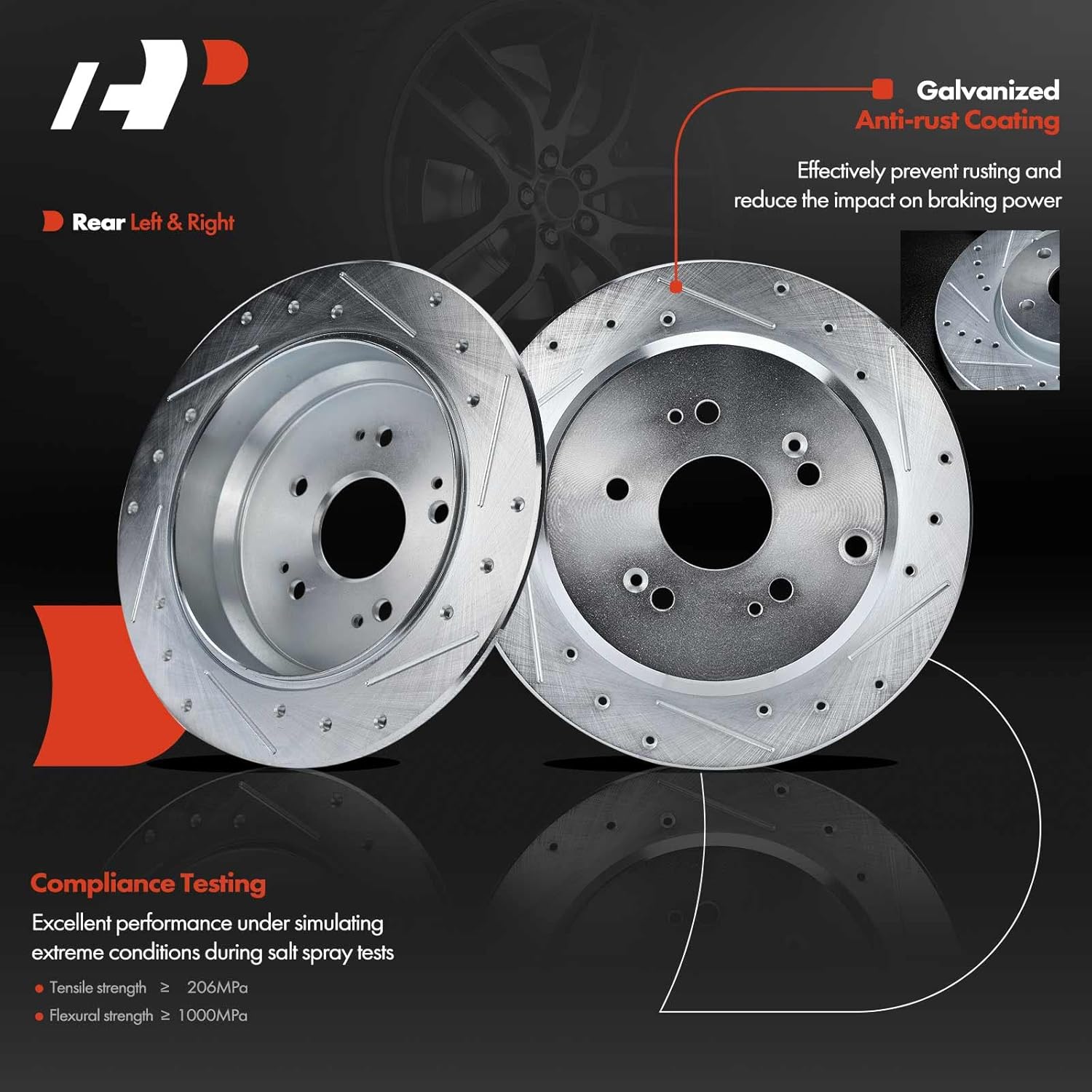 A-Premium Front and Rear Drilled and Slotted Disc Brake Rotors + Ceramic Pads Kit Compatible with Select Acura and Honda Models - RDX 2010-2012, CR-V 2007-2016, 12-PC Set