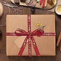 Vista 6 de Cinta de feliz cumpleaños de 1 pulgada, cintas de satén de cumpleaños rojas con estampado dorado para decoración de cumpleaños, envoltura