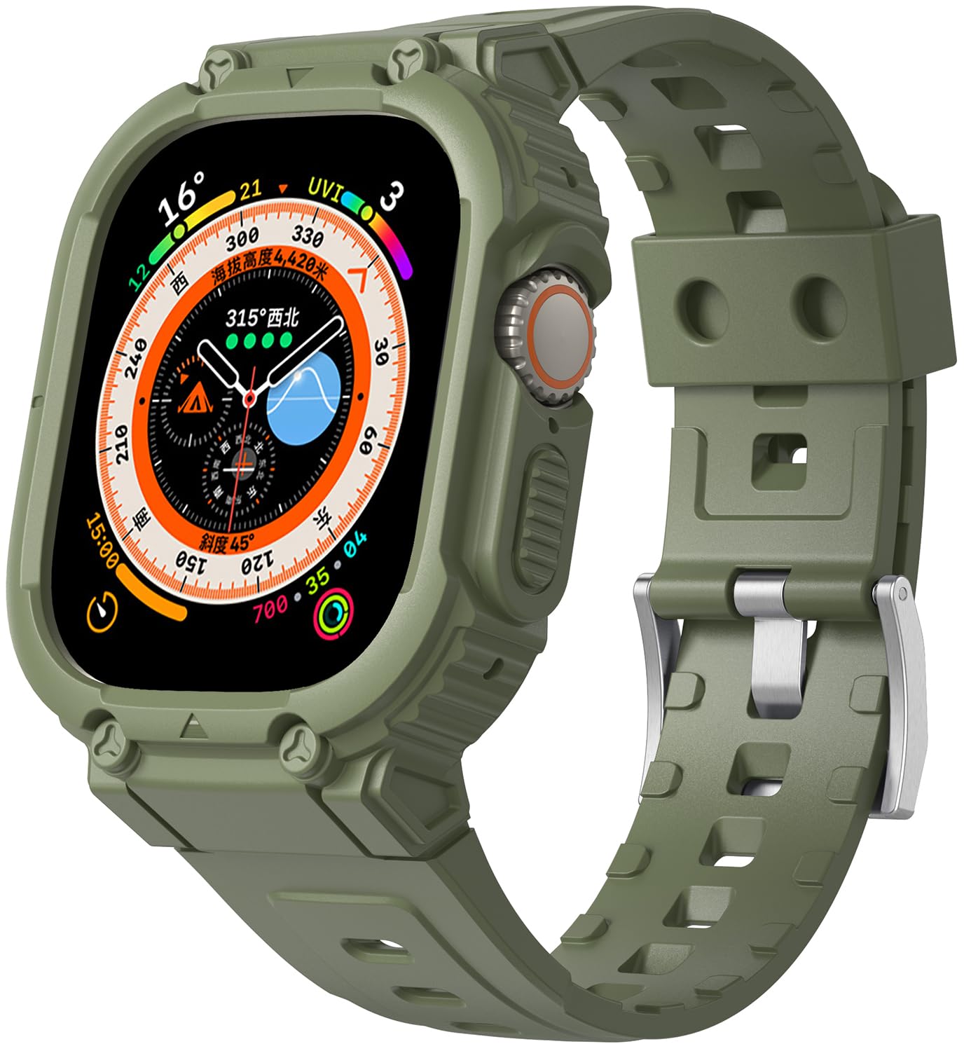 Kompatibel mit Apple Watch Ultra/Ultra 2 49mm Gehäuse mit Armband,Stoßfestes TPU-Sportarmband für iWatch Ultra 2/Ultra 49mm Armband für Damen und Herren