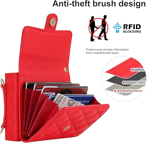 Miniatura 9 de Asuwish Funda para teléfono Samsung Galaxy Z Flip 4 5G 2022 con bloqueo RFID, correa cruzada para muñeca, soporte para tarjeta de crédito,