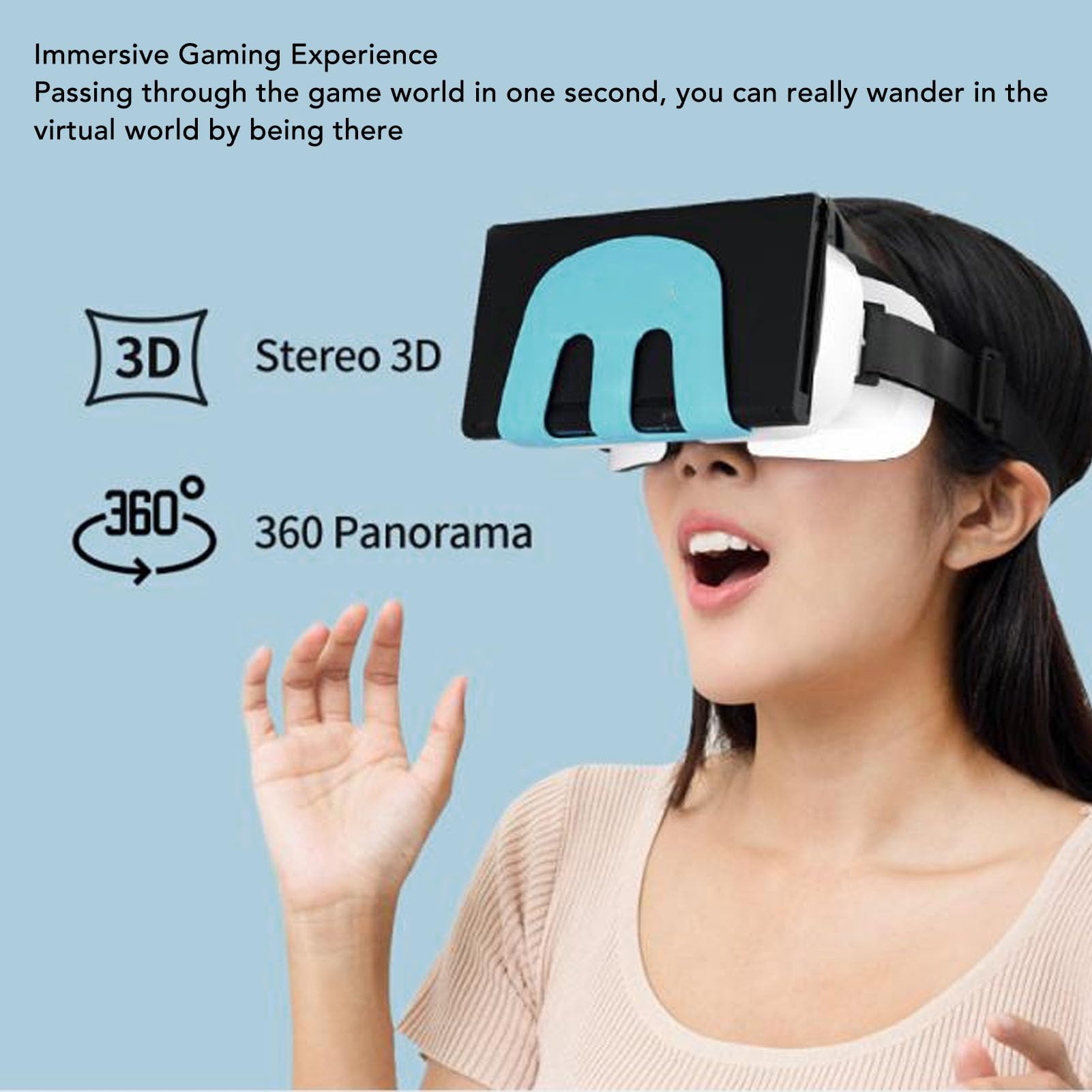 Cuffie VR Comode, Occhiali 3D Realtà Virtuale con Lenti HD, Traspiranti e Regolabili per Giocatori