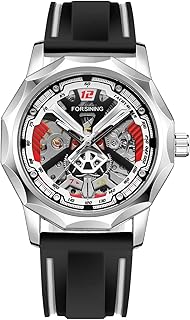 Gute Mens Watches, Mechanical Skeleton Watches for Men with Luxury Big Face Waterproof 3D Mens Wristwatch Analog Dress Stainless Steel Man Watch