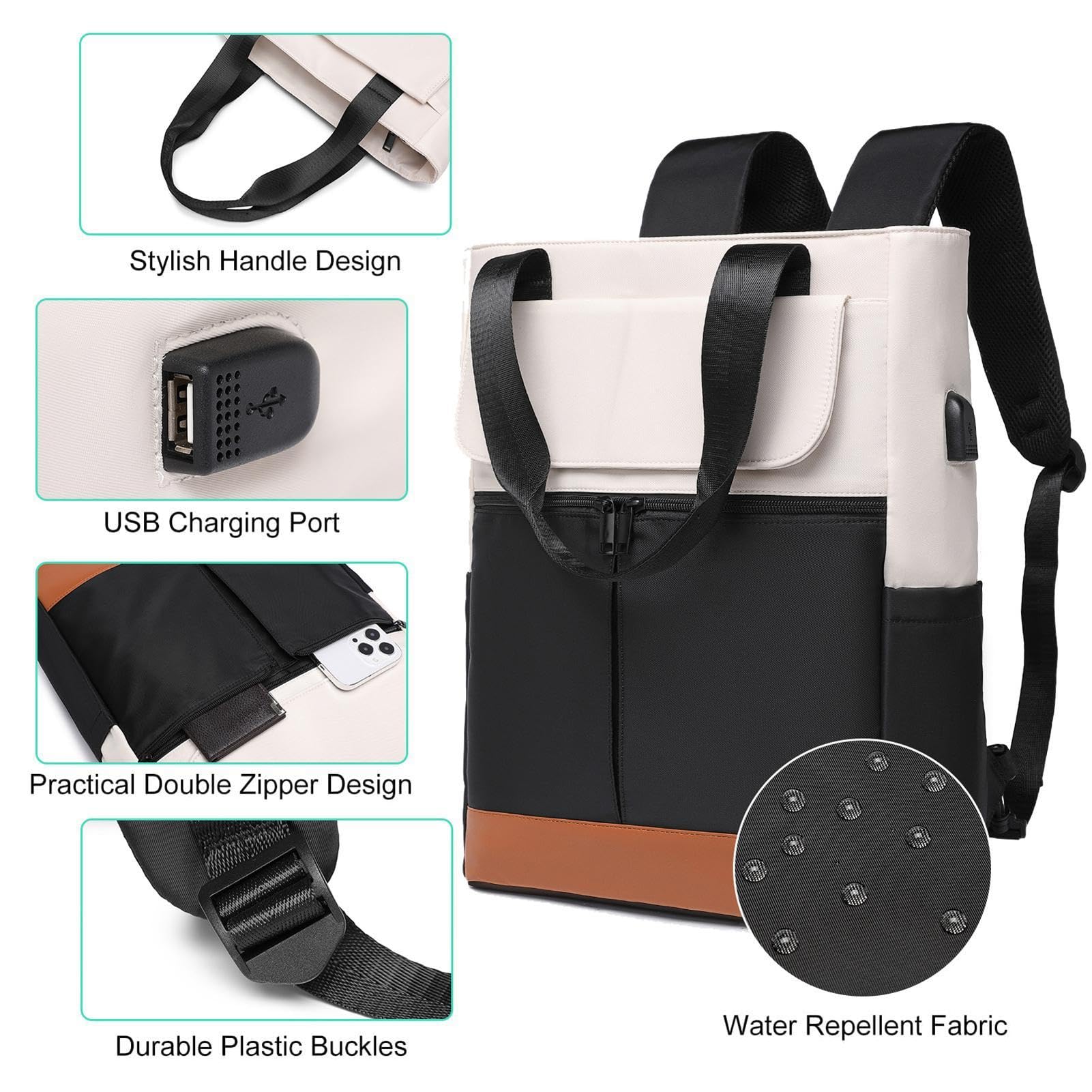 Zaino da viaggio per laptop: zaino casual, borsa a tracolla grande con | porta di ricarica USB | Zaino casual per computer, zaino universitario da viaggio, campeggio all'aperto, nero, Consulte la