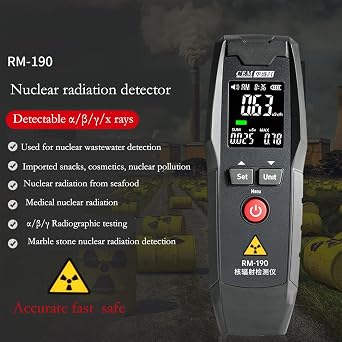 High Accuracy Nuclear Radiation Detector Portable Geiger Radiation Monitor Meter with TFT Display, GM Counter Tube, Sound Light Alarm for Home, Hospital, Workplaces(RM)