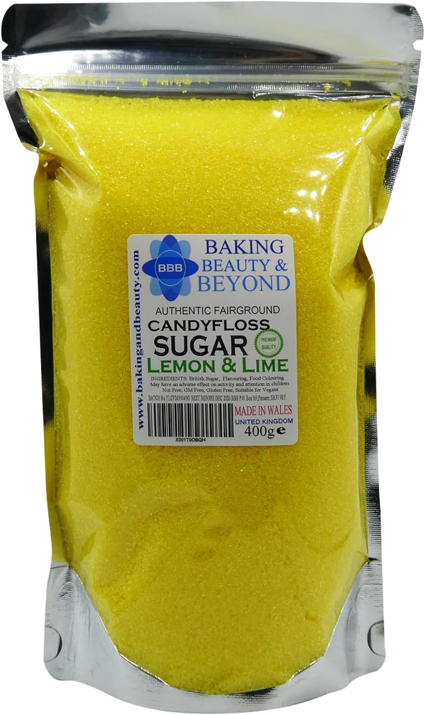 Baking Beauty and Beyond Premium Candy Floss Sugar 400g - Lemon & Lime Flavour