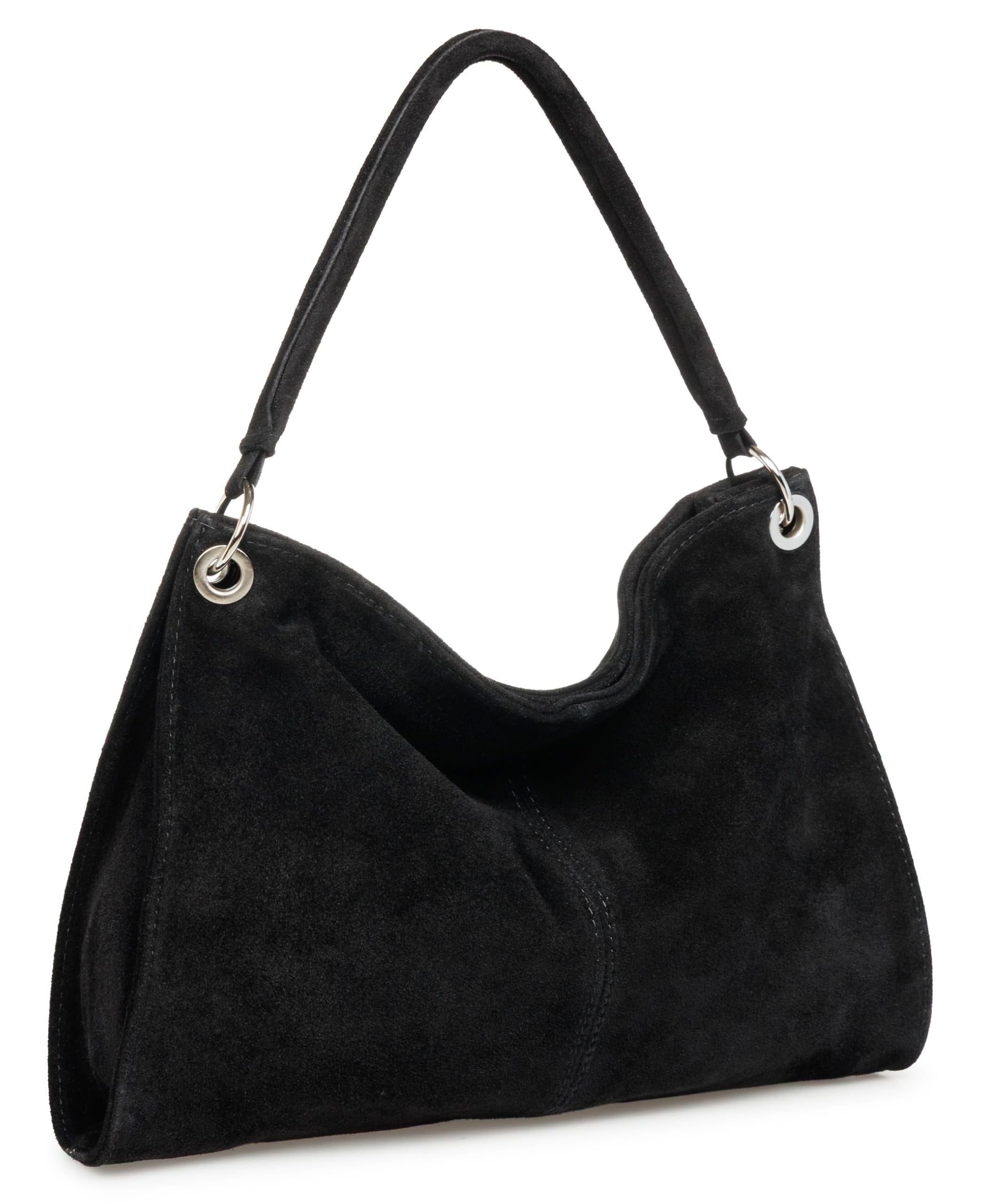 Caspar Elegante Wildleder Handtasche Damen Leder Schultertasche Crossbody Bag Umhängetasche aus hochwertigem Veloursleder - PREMIUM LINE - Modell No.838 - Made in Italy