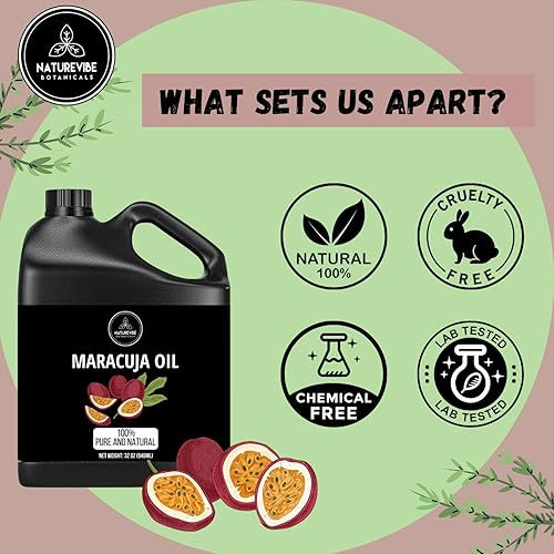 Miniatura 2 de Naturevibe Botanicals - Aceite de maracuyá, 100% puro y natural, ideal para el cuidado de la piel y el cuidado del cabello, 32 onzas