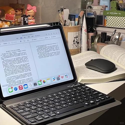 Miniatura 2 de AnMengXinLing Funda de teclado para iPad de 10.2 pulgadas, 9, 8 y 7 generación, teclado inalámbrico magnéticamente desmontable con soporte para