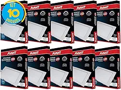 Kit 10 Paineis Plafon Led 18W Embutir Quadrado Branco Avant