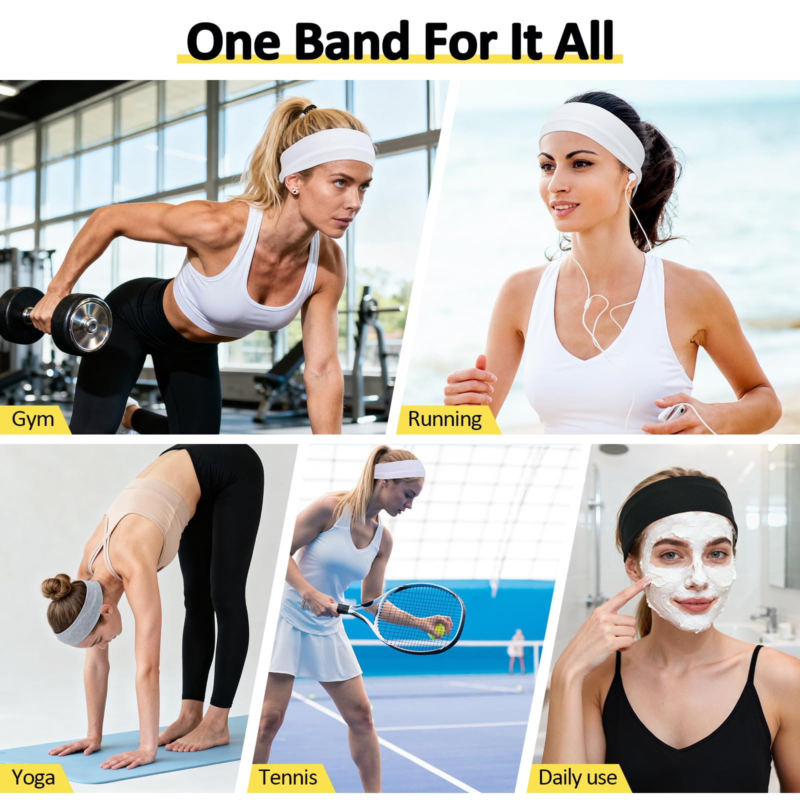 Ptwola Set Da 9 Fasce Elastiche Sottili Per Donna E Uomo - Antiscivolo In Silicone Per Sport, Corsa, Yoga E Palestra (9 Colori) - 2