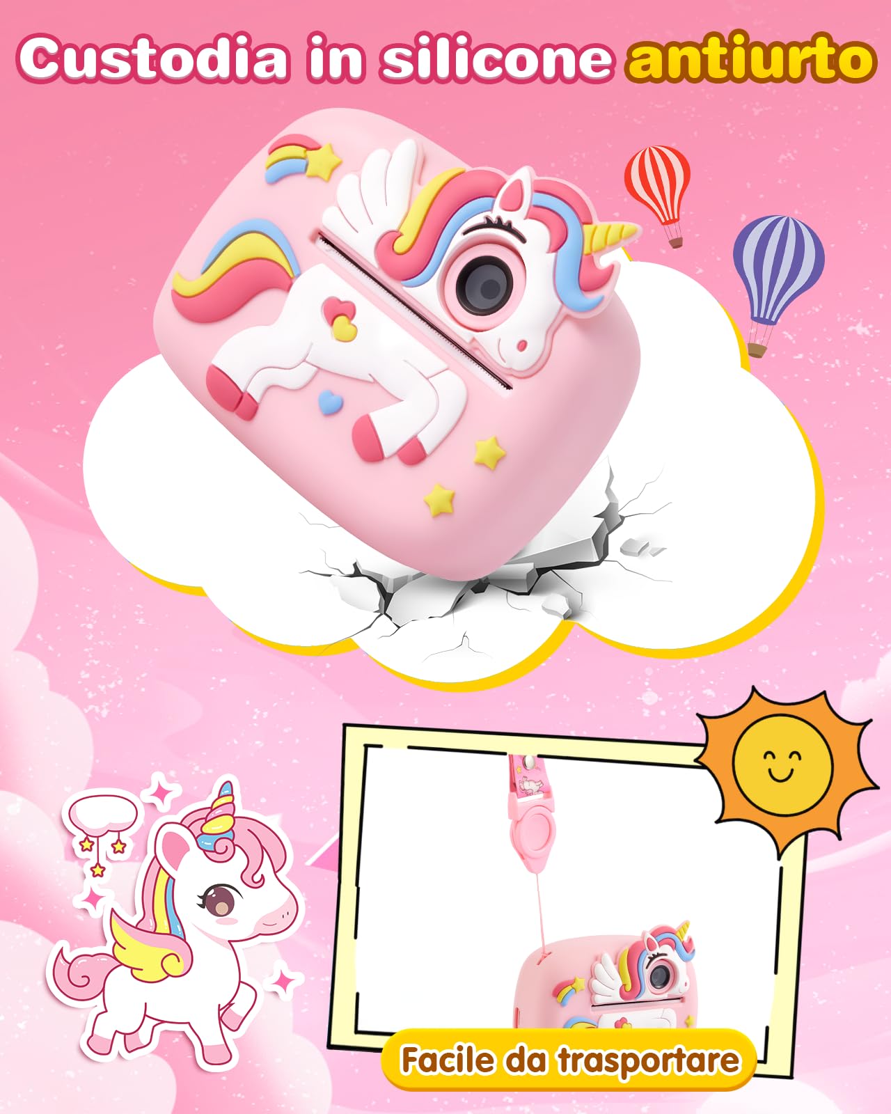 Macchina Fotografica Bambini Istantanea, 48MP 1080P Fotocamera Digitale Bambina con 32 GB e 4 Carta da Stampa, Regalo Gioco per Maschio e Femmina 3 4 5 6 7 8 9 10 11 12 Anni, Giochi Regali Compleanno