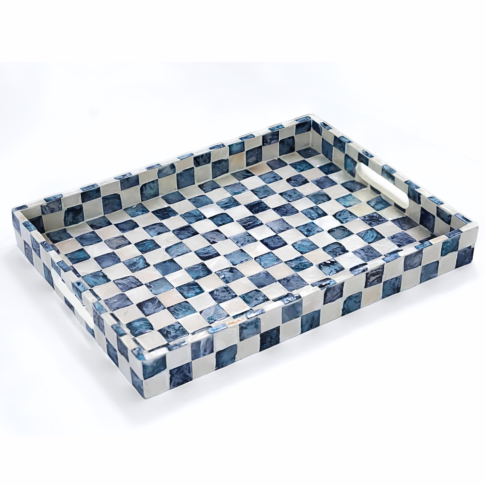 Photo 1 of Chi An Home Capiz Shell Serving Tray, Navy Blue