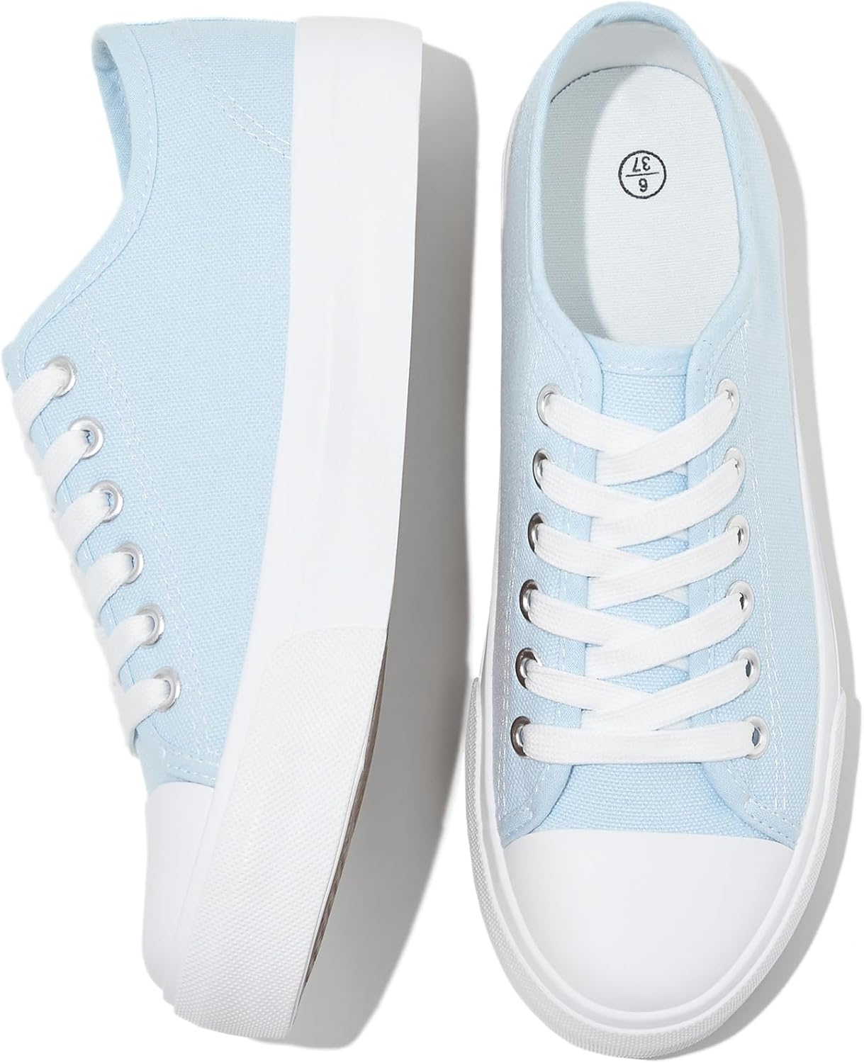 Uoidru White Tennis Canvas Shoes for Women Black Canvas Sneakers Womens Fashion Sneakers Classic Lace Up Walking Shoes