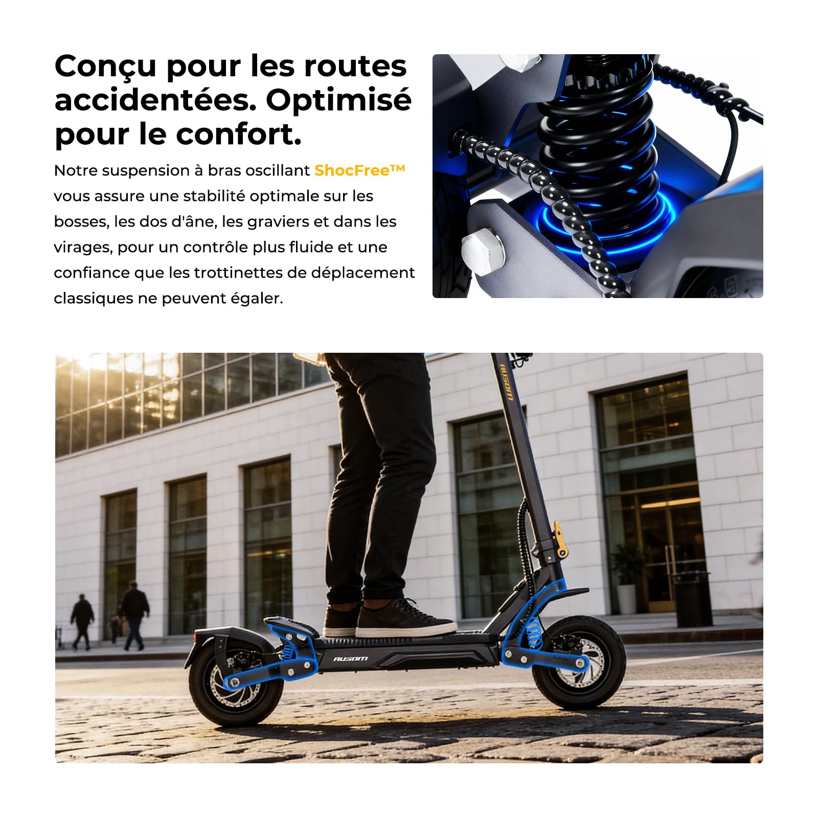 Ausom Gosoul 2 / L2 Max Trottinette Électrique Adultes, Autonomie 70KM/90KM, Freins à Disque avec E-ABS, Idéale pour Les Déplacements Urbains, 10" trotinette électrique Pliable Tout Terrain
