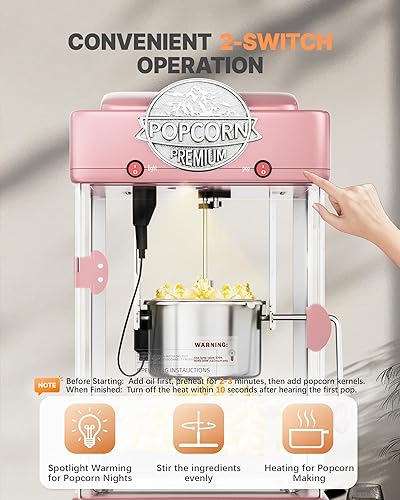 Miniatura 4 de Máquina de palomitas de maíz de 6 onzas, máquina de palomitas de maíz de mesa, máquina de maíz para encimera, máquina de palomitas de maíz para cine