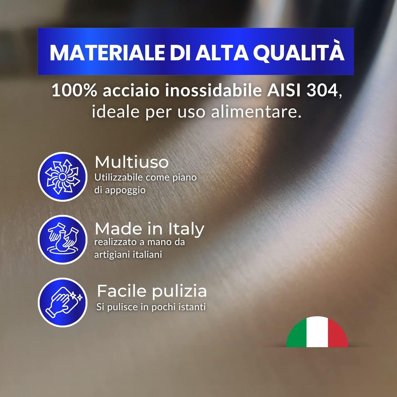 INOXLM Spianatoia per impastare Piano da Lavoro in Acciaio Inox Varie Misure per Cucina per Bar per Ristorante per impastare senza piega modello Capricorno (30x50 cm)