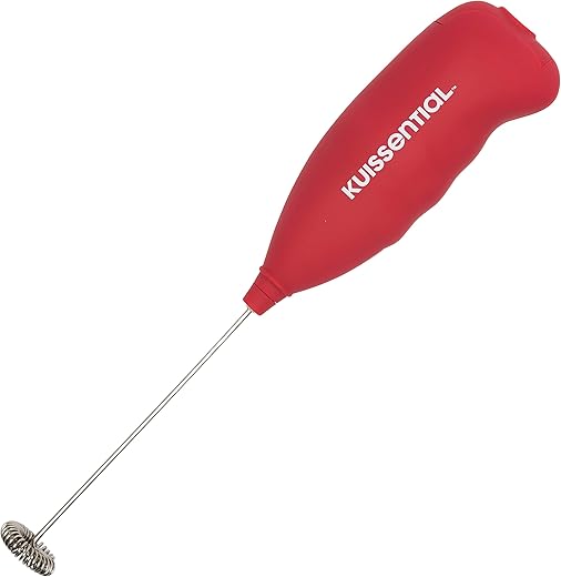 Kuissential Electric Stainless Steel Milk Frother-Slickfroth 2.0- Powerful Handheld Battery Operated Foam Maker for Cappuccino, Latte, Hot Chocolate, Frappe, Matcha and Coffee