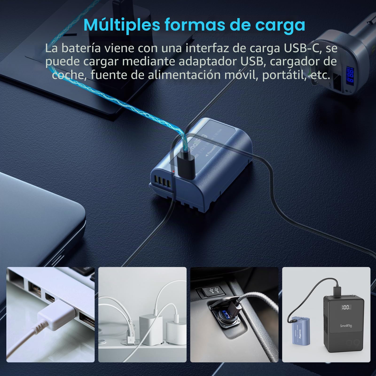 SMALLRIG Batería Compatible con DMW-BLK22 de Repuesto de 2520mAh con Puerto USB-C,Battery Completamente Cargada Durante 2,5h para Panasonic LUMIX S5,S5II,GH7,GH6,GH5,S9,S9II,S5 IIX,Azul - 4906