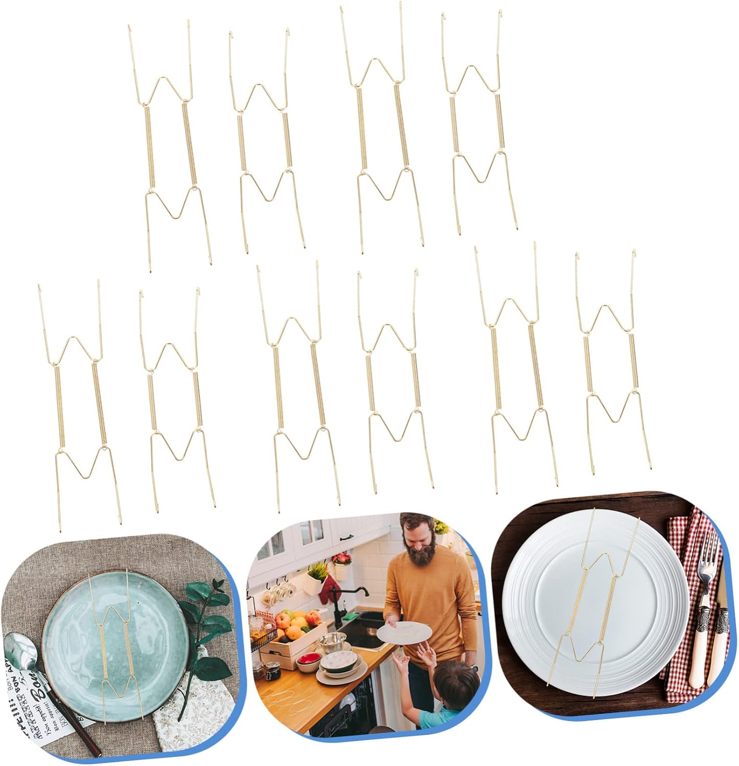 10Pcs Wall Wire Plate Holder Spring Hook Plate Hangers for Decorative Plates Invisible Design for Art Displays and Home Decor Suitable for Dinnerware and Artwork