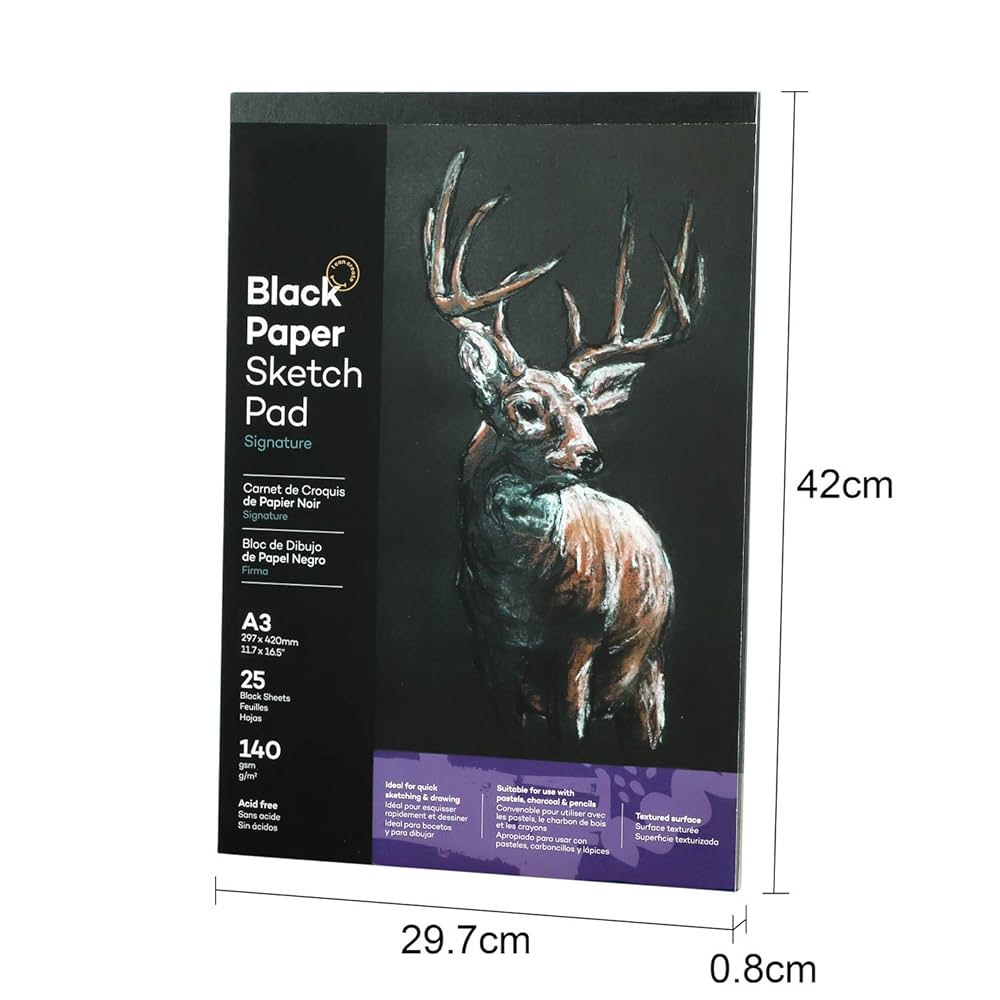 Amazon | 黒紙 スケッチブック 画用紙 140g 25枚 黒いノート