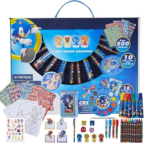 Miniatura 1 de Innovative Designs Sonic The Hedgehog Creativity Fun Kids Art Set para colorear, pintar y manualidades