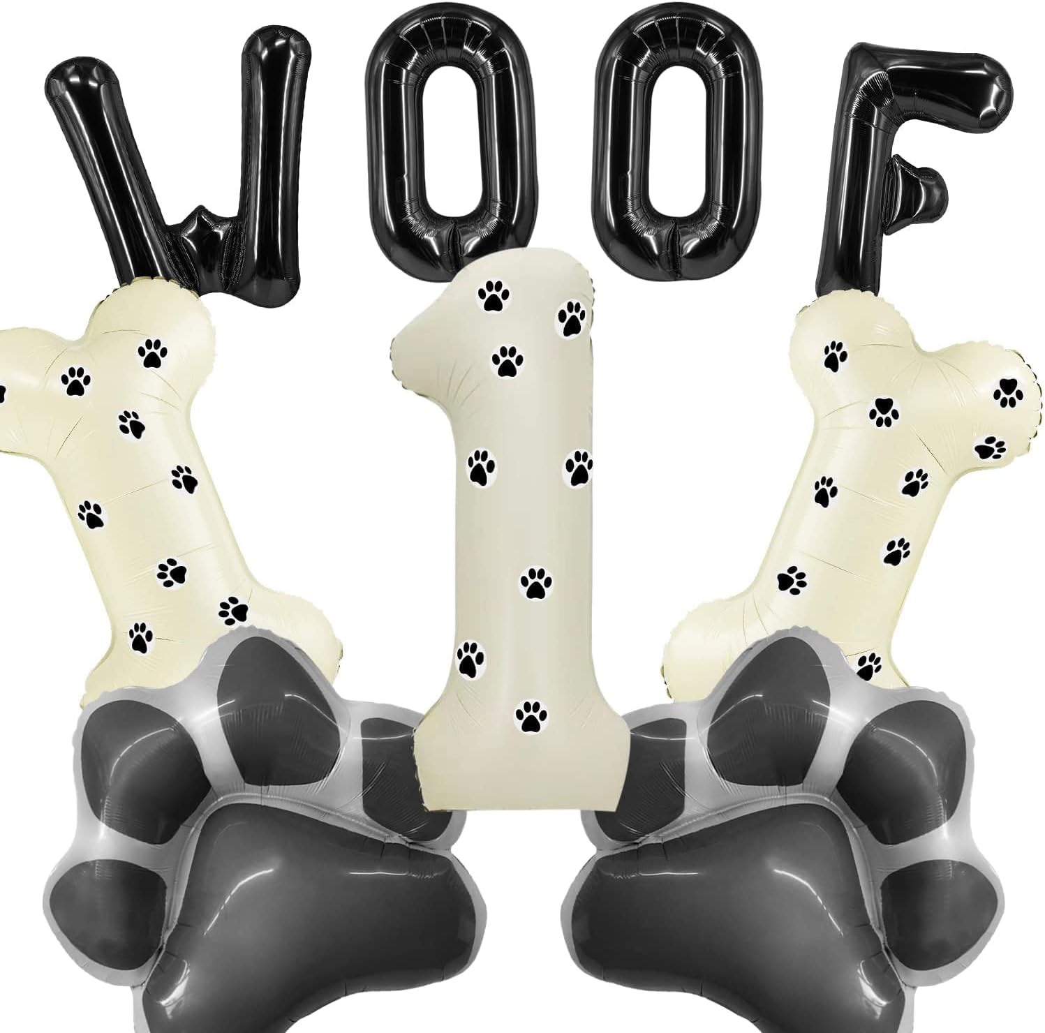 PIXHOTUL Dog Balloons - Dog Birthday Party Supplies, Paw and Bone Foil Balloons, WOOF Letter Number 1 Foil Balloons for Pet-Themed Parties Dog Themed Birthday Party Supplies