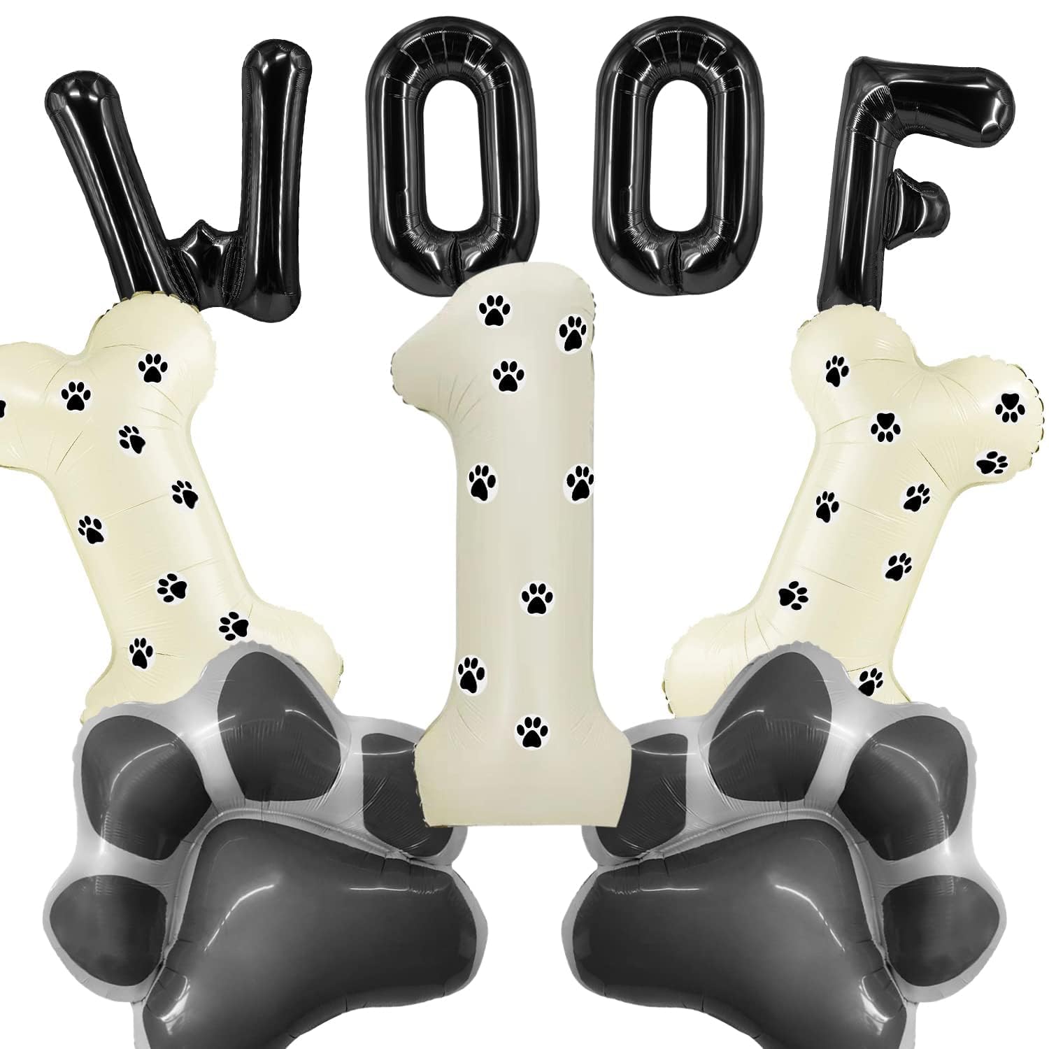 PIXHOTUL Dog Balloons - Dog Birthday Party Supplies, Paw and Bone Foil Balloons, WOOF Letter Number 1 Foil Balloons for Pet-Themed Parties Dog Themed Birthday Party Supplies
