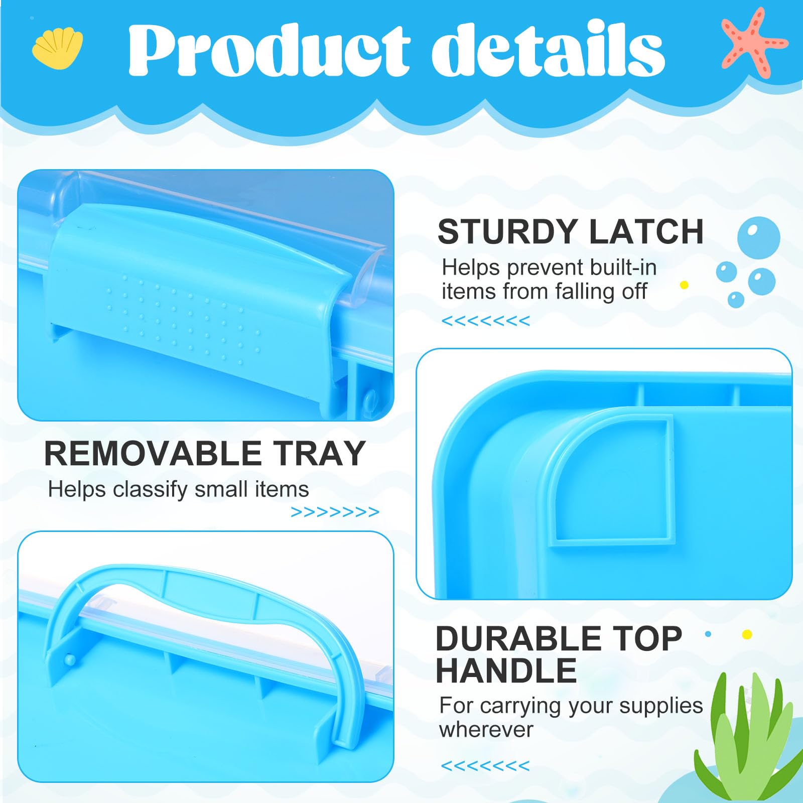 Blosssound 15 Inch Portable Sensory Bin Tray with Lid Plastic Sand Tray with Lid Sandbox Plastic Sandbox Fill Water, Sand, Beads and More - Image 3