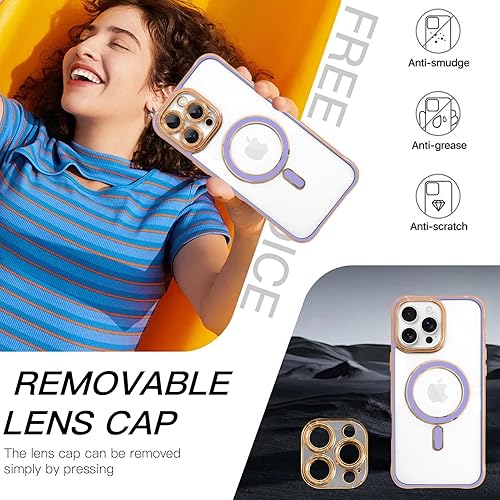 Vista 330 de Fiyart - Funda transparente magnética con purpurina para iPhone 12 para mujeres, con grabado "Love" metálico, protección para cámara y antigolpes