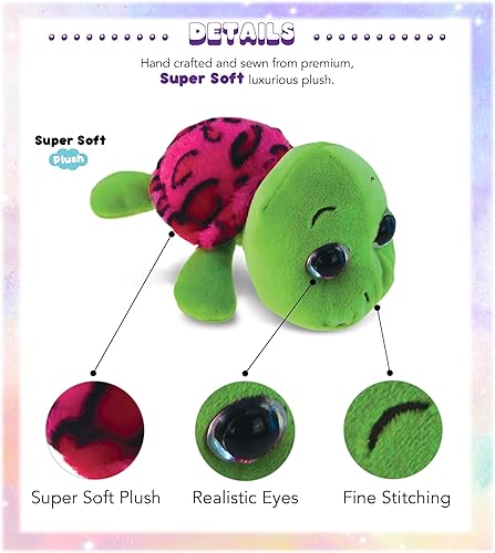Miniatura 2 de DolliBu - Animal de peluche de tortuga marina de ojo grande, tortuga suave para abrazar con cáscara rosa, adorable peluche, lindo regalo de vida