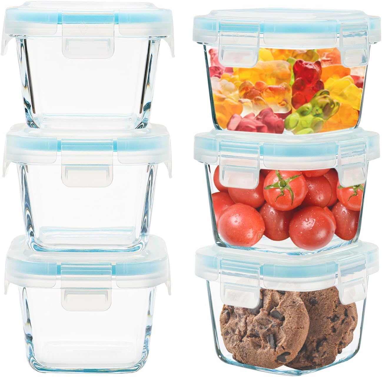 Small Square Glass Containers with Lid, Floral Glass Meal Prep Bowls Airtight Glass Food Storage Jars for Sauce Snack Yogurt Dressing Dip Dessert Ice Cream Container (1)-image-16