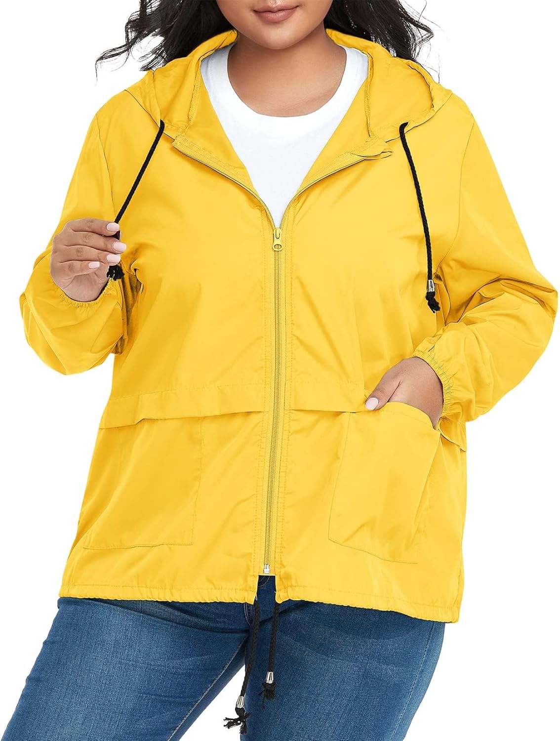 Century Star Plus Size Rain Jackets for Women Waterproof Windbreaker Jacket Women's Raincoats with Hood Lightweight Packable - Image 3