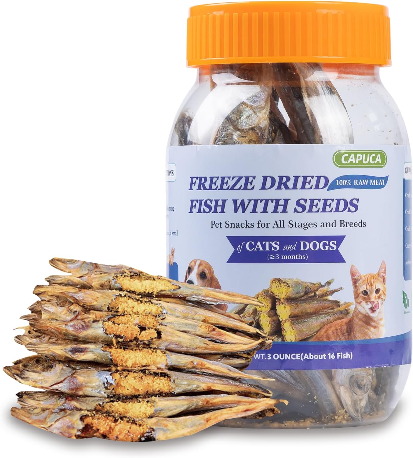 Freeze Dried Capelin Training Treats for Dogs & Cats – Single Ingredient, High Protein Snacks, Rich in Omega-3 for Skin Coat Health, Grain Free (3oz)
