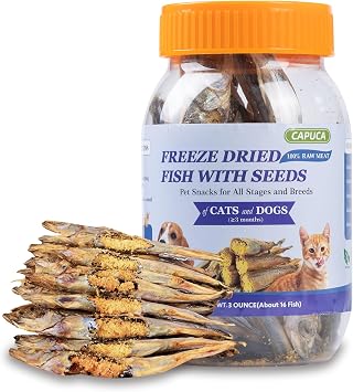 Freeze Dried Capelin Training Treats for Dogs & Cats Single Ingredient, High Protein Snacks, Rich in Omega-3 for Skin Coat Health, Grain Free 3oz