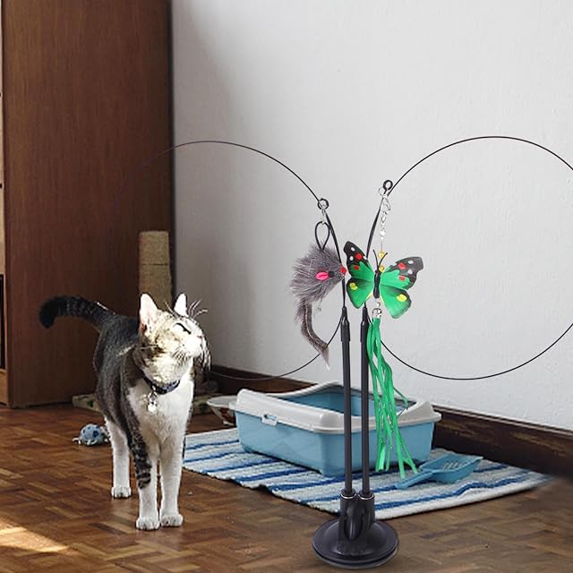 Foto 8 de 8 de Moxeupon Palillos para gatos - Juguete de varilla para gatos con pluma, juguete reutilizable…