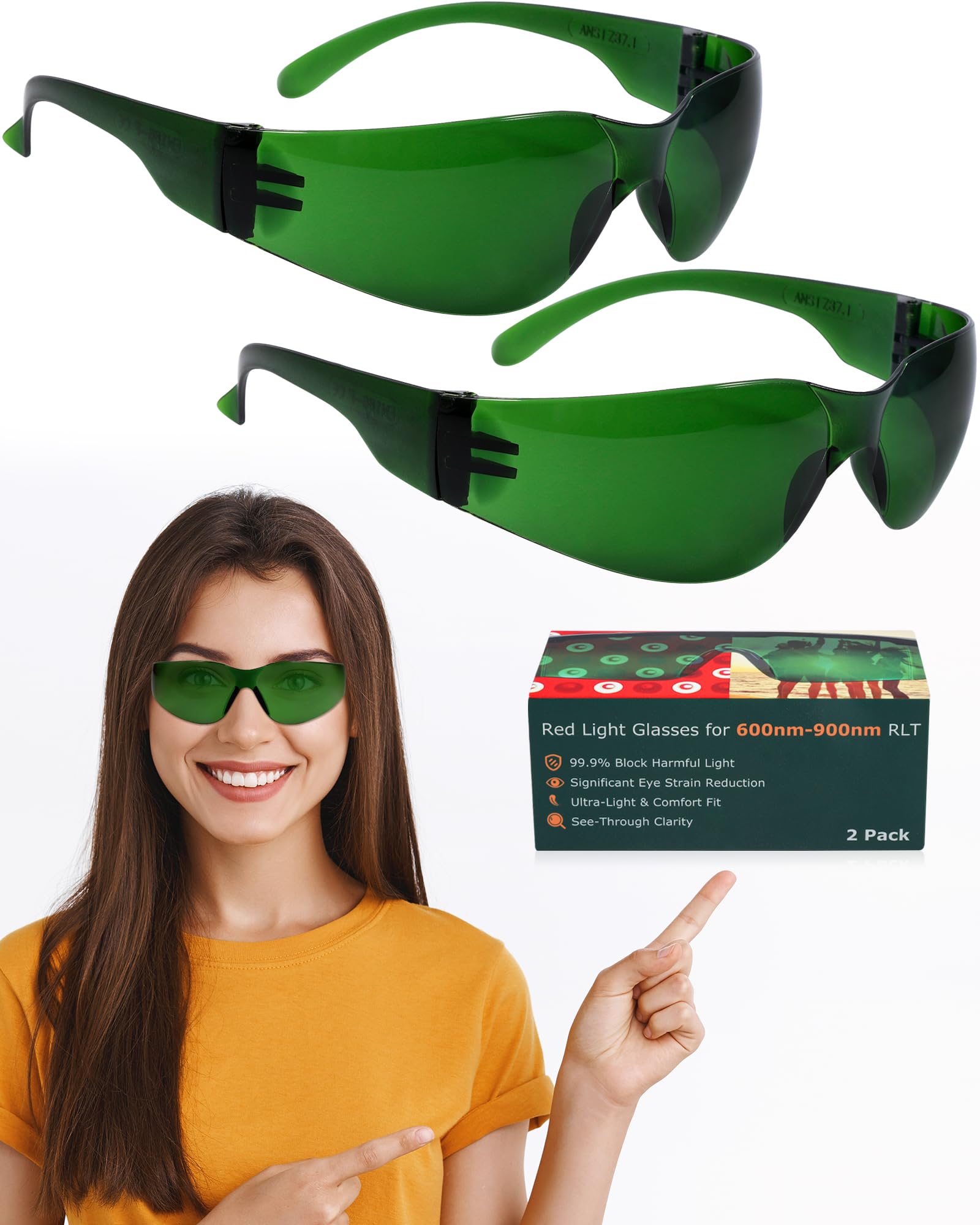 LIGHTMEUP - Gafas de terapia con luz roja, protección de los ojos, para sesiones de luz infrarroja y LED, gafas ligeras