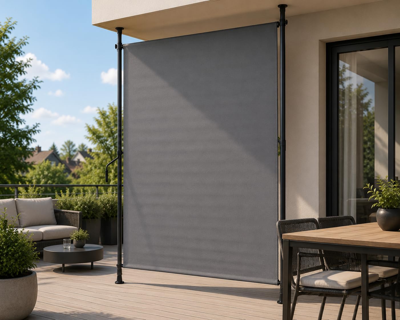 Canopée Store Store Vertical sans perçage 200 x 310 cm à manivelle, Brise-Vue extérieur pour Balcon terrasse Jardin, Protection Solaire et visuelle, Anthracite (Gris, 2x3.1m)