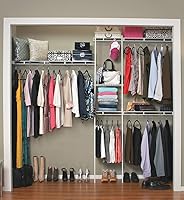 ClosetMaid Wire Closet Organizer Kit, Adjustable 5-8 Ft Wide, Ventilated Shelves, Durable Steel, All Hardware Included, White