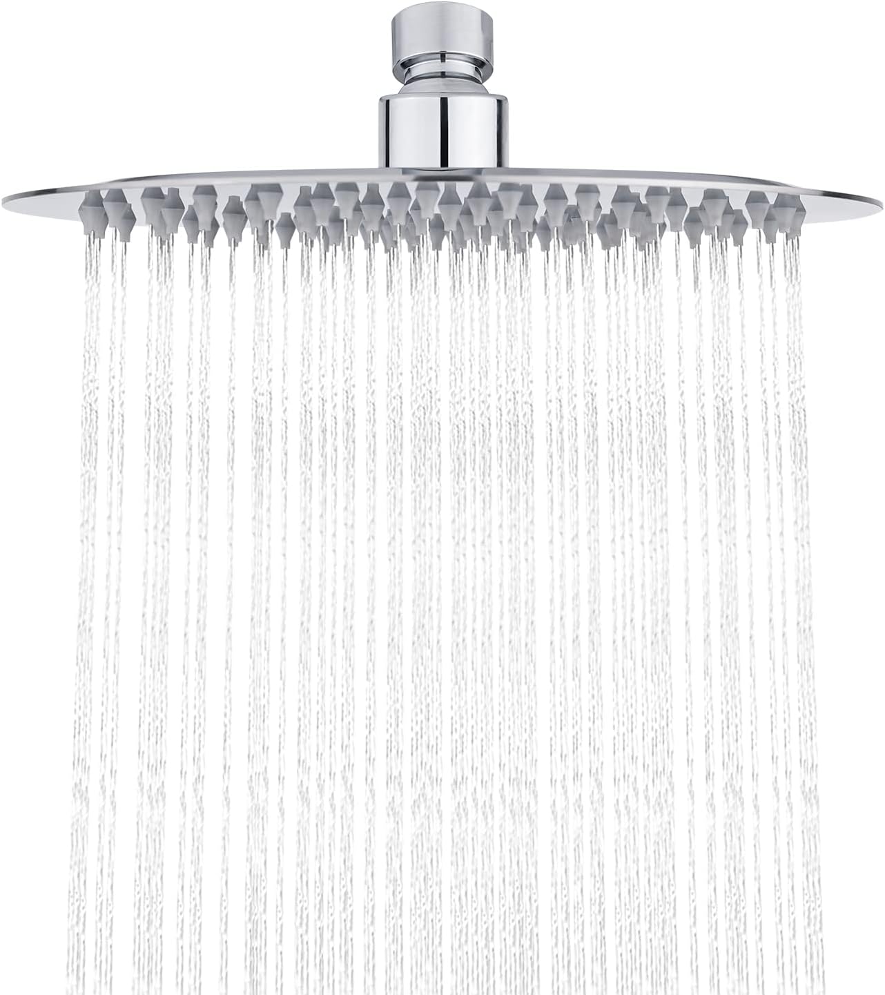 Ibergrif M20293 Rain Shower Head, 8 Inch Round Fixed Showerhead, 304 Stainless Steel Ultra Thin Top Spray Shower Head with 126 Jets for Bathroom, Chrome